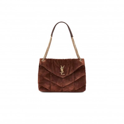 YSL PUFFER MEDIUM IN SUEDE 577475154360 (35*23*13.5cm)